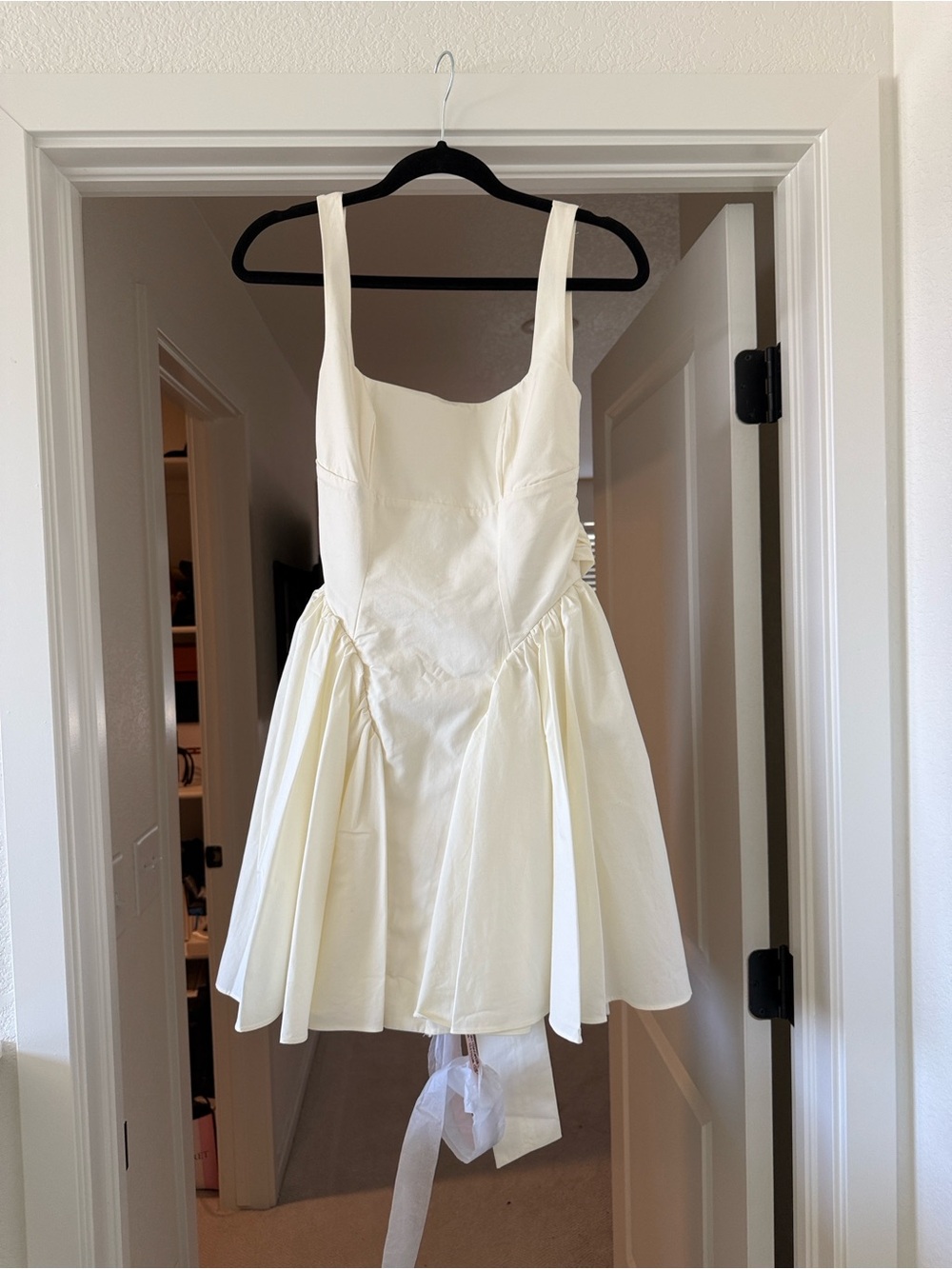 House of CB Cream Square-Neck Mini Dress